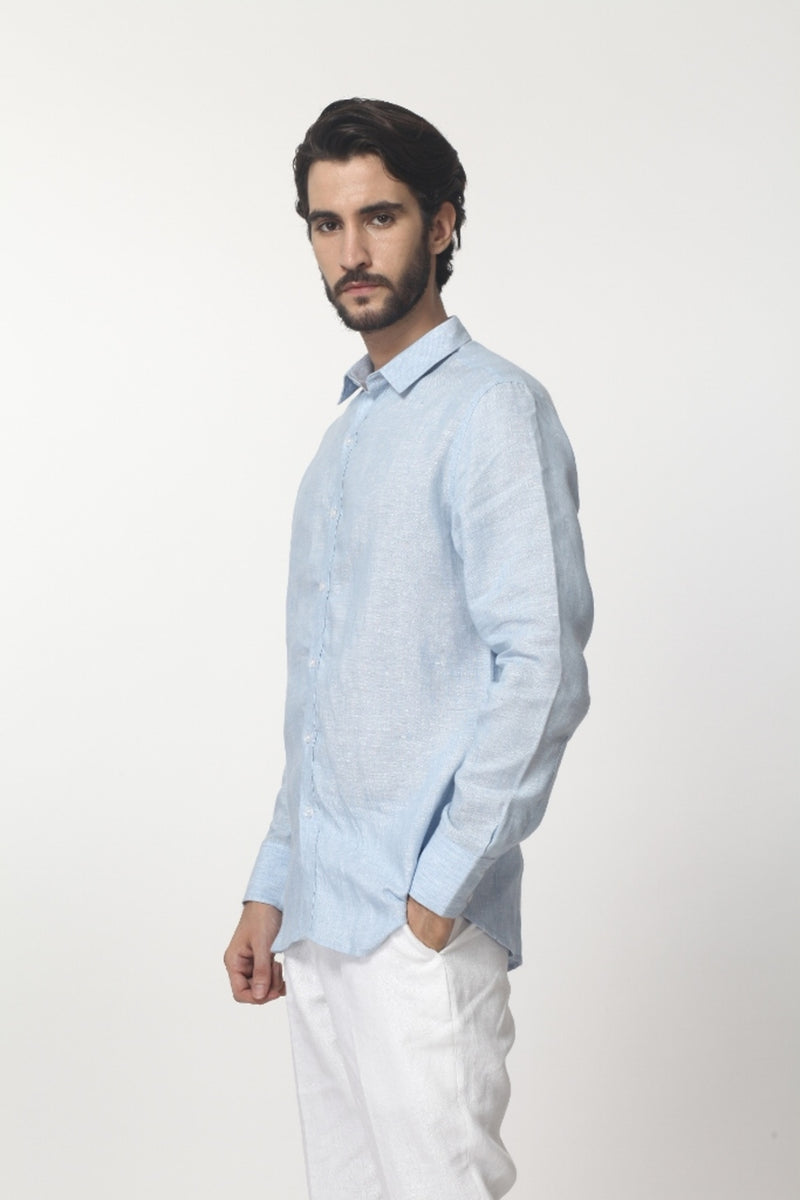Extended Collar Linen Shirt-Yellwithus.com