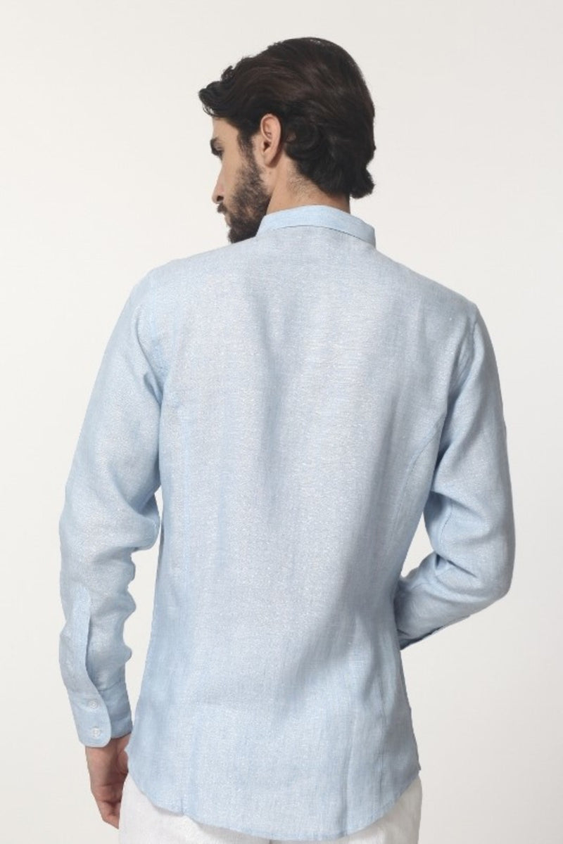Extended Collar Linen Shirt-Yellwithus.com