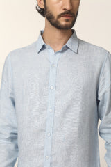 Extended Collar Linen Shirt-Yellwithus.com