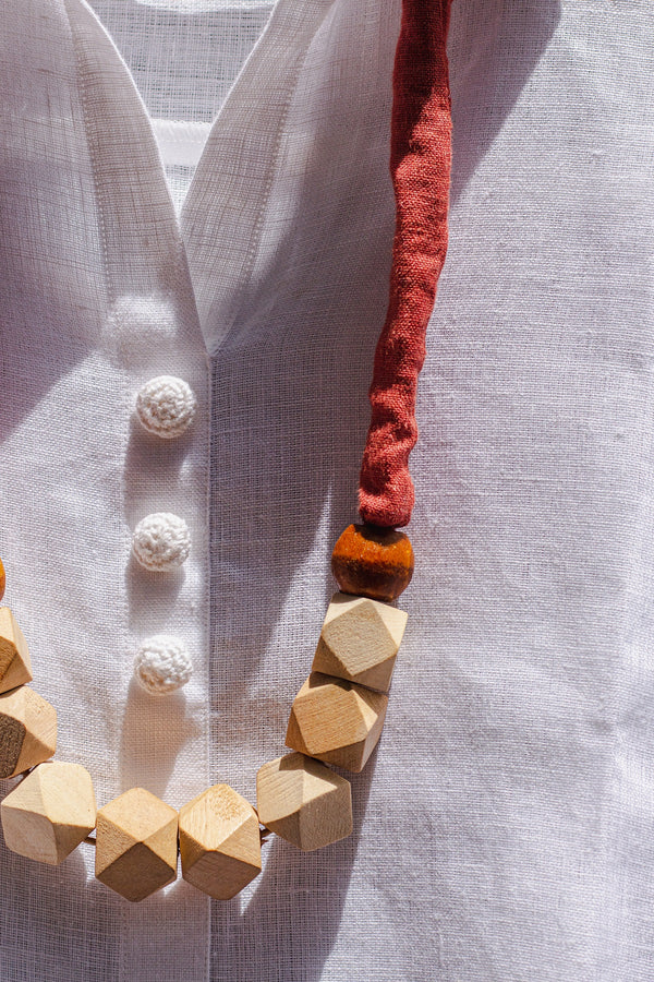 The Sylvie Wood and Cotton Necklace