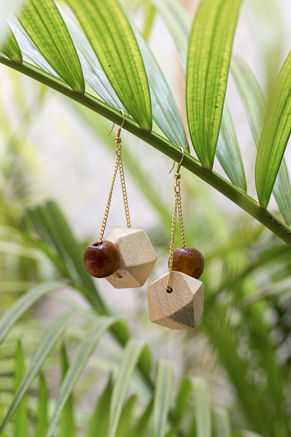 The Karri Wooden Beads Earrings