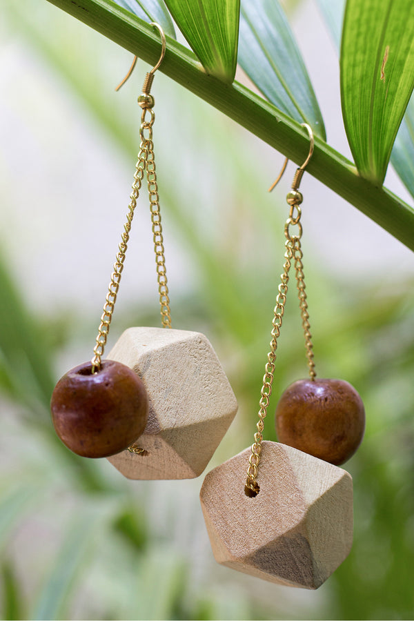 The Karri Wooden Beads Earrings