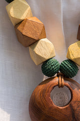 Cassia Wooden Ring Beaded Necklace