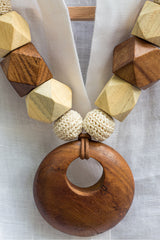 Cassia Wooden Ring Beaded Necklace