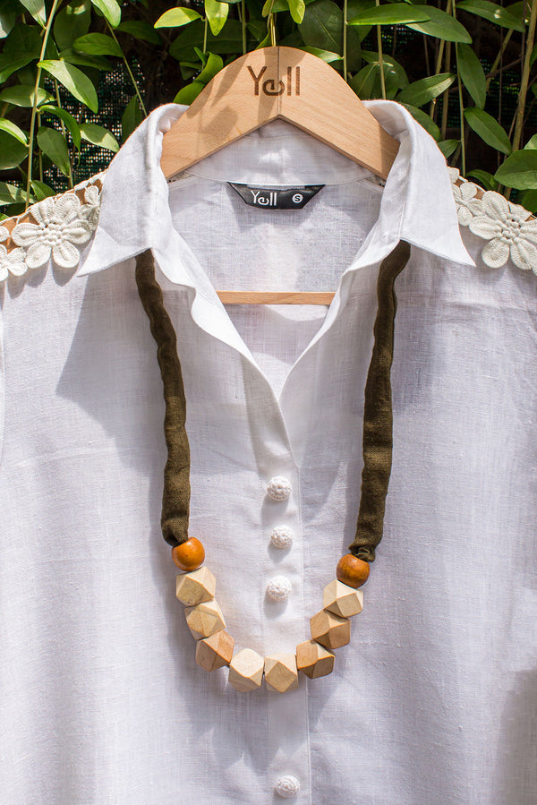 The Sylvie Wood and Cotton Necklace