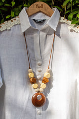 Cassia Wooden Ring Beaded Necklace