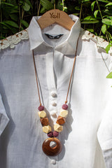 Cassia Wooden Ring Beaded Necklace