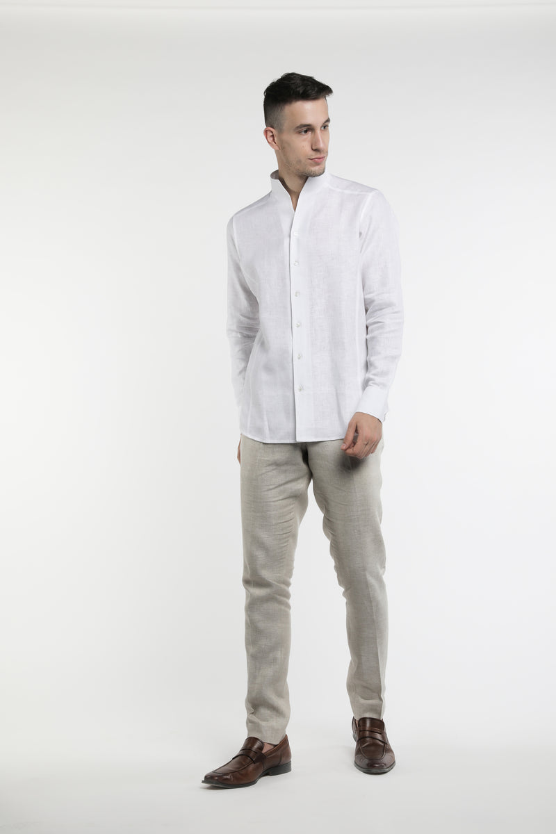 Stand-Up Collar White Shirt for Men - Yellwithus.com