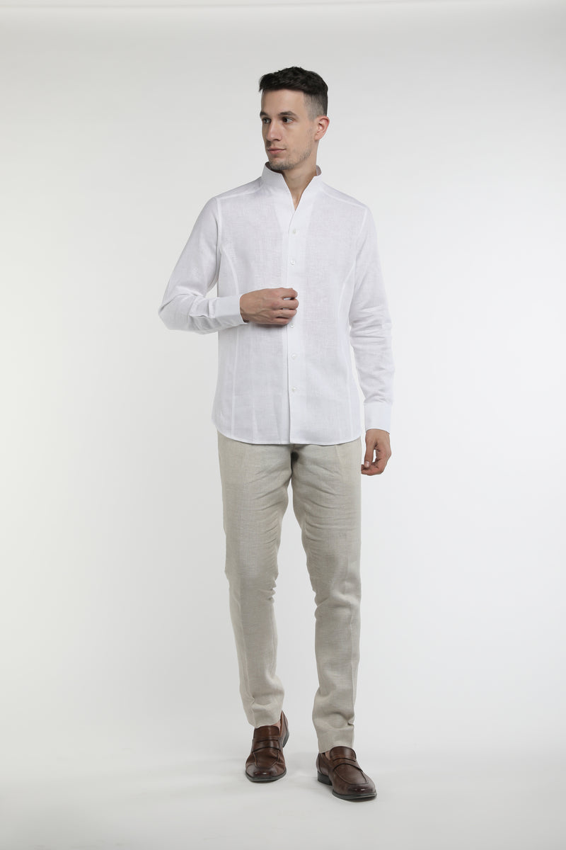 Stand-Up Collar White Shirt for Men - Yellwithus.com