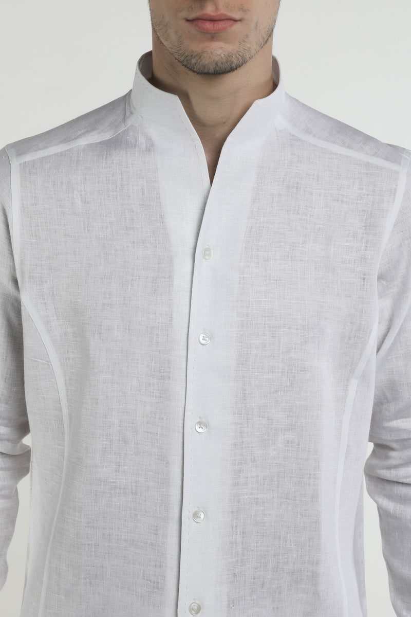 Stand-Up Collar White Shirt for Men - Yellwithus.com