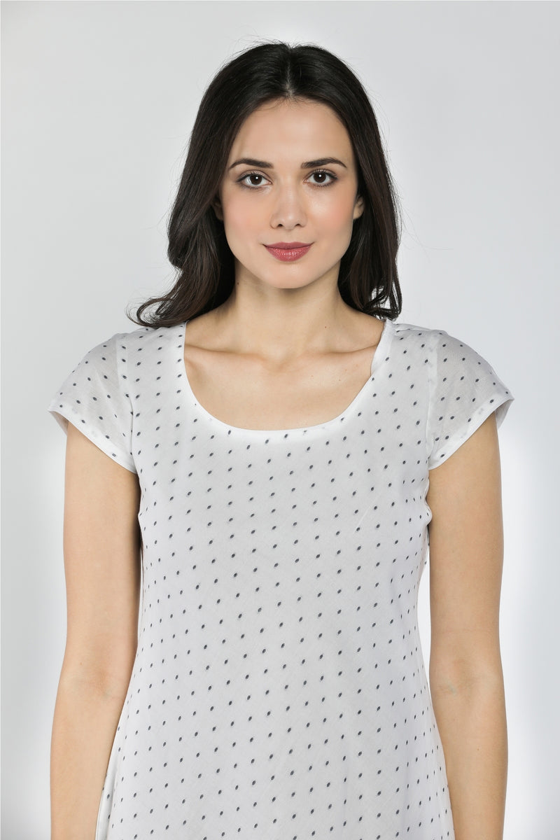 Dot Printed Cotton Dress-Yellwithus.com
