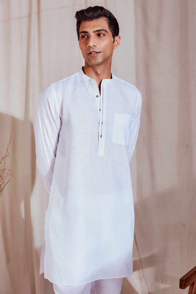 The Hiyan White Linen Kurta