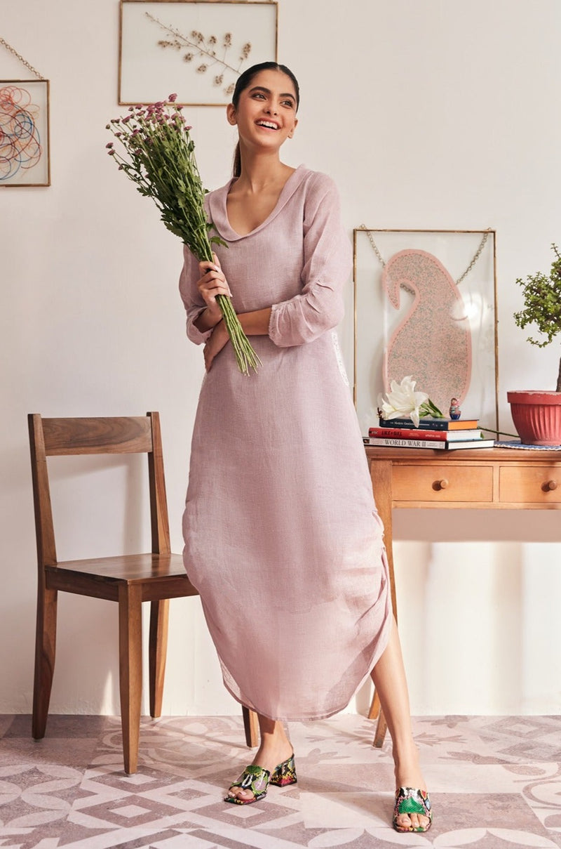 The Iris Lavender Linen Dress