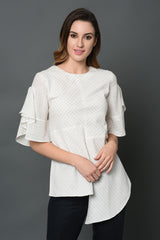 Asymmetric Round Neck Top-Yellwithus.com