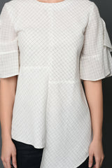 Asymmetric Round Neck Top-Yellwithus.com