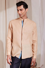 The Okan Shirt - Beige Linen Shirts for Men | Yellwithus