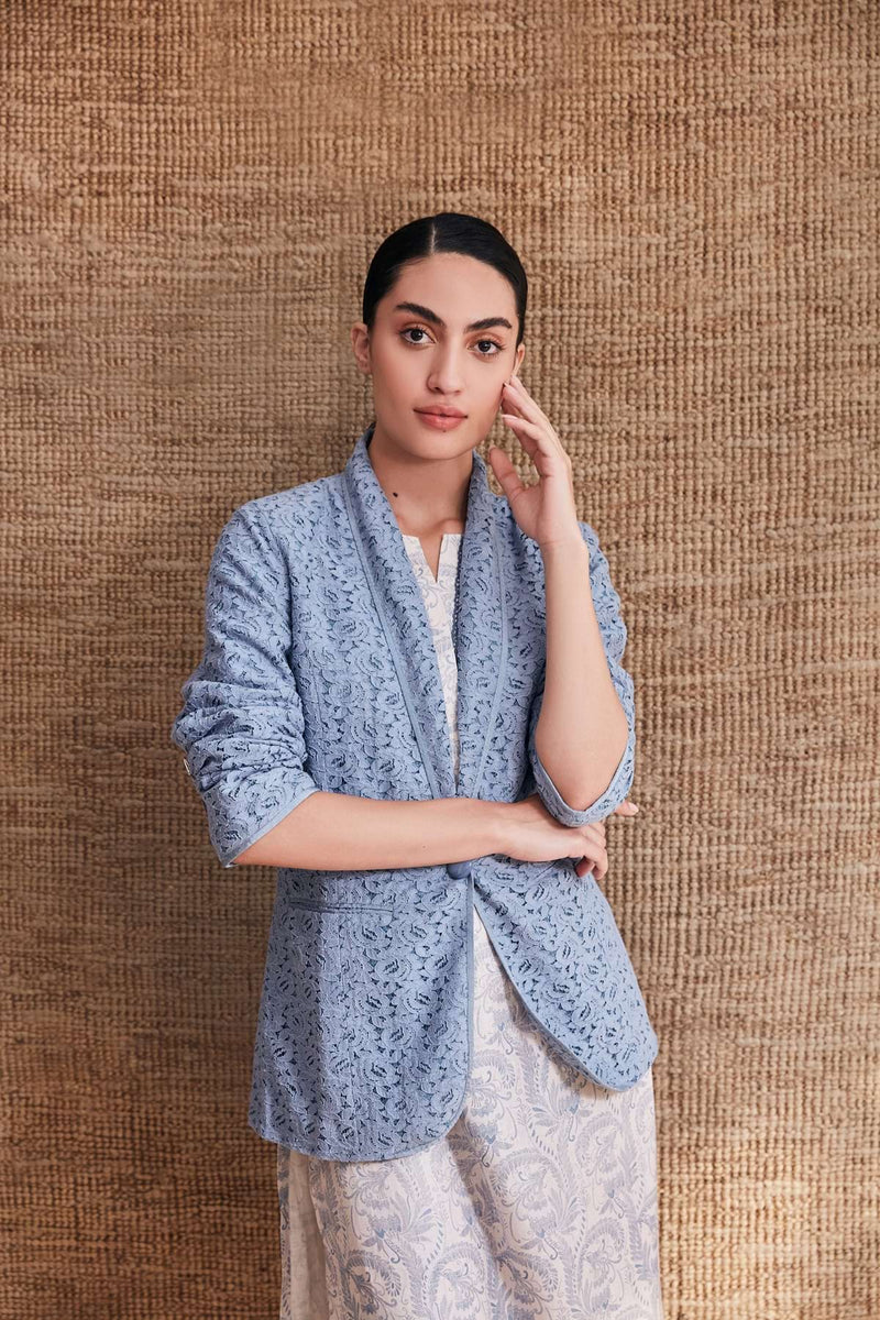 The Marina Lace Coat - Powder Blue