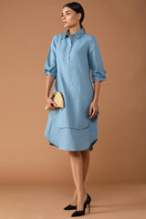 Splendid Double-Layer Powder Blue Dress-Yellwithus.com