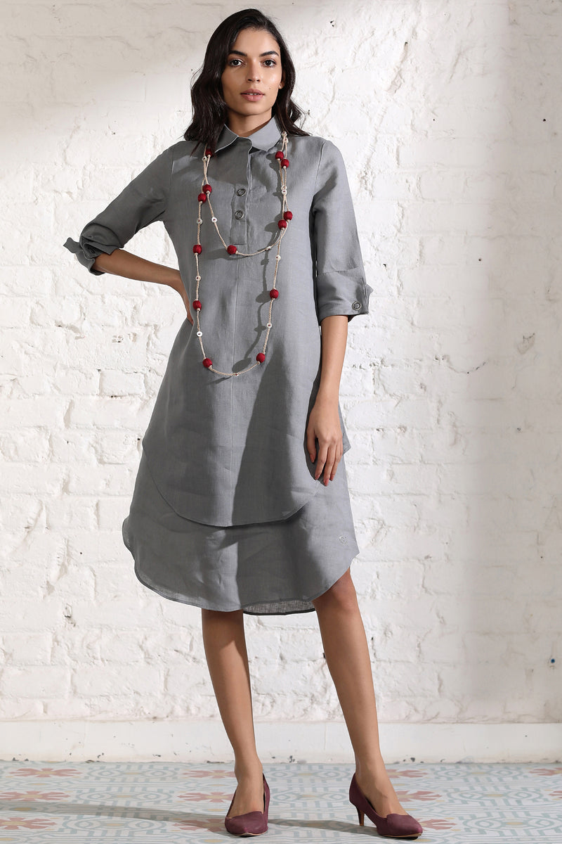 Splendid Double-Layer Gray Dress-Yellwithus.com