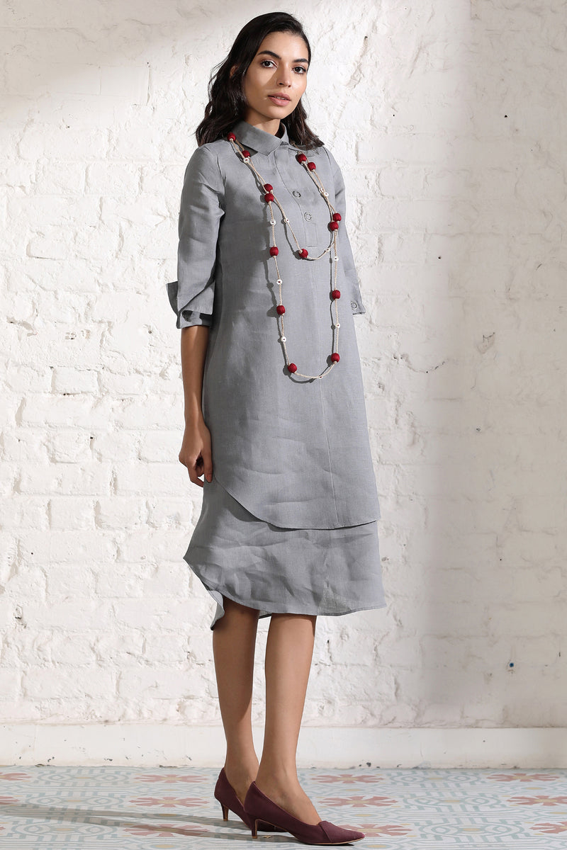 Splendid Double-Layer Gray Dress-Yellwithus.com