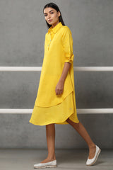Splendid Double-Layer Yellow Dress-Yellwithus.com