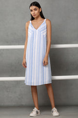 The Odelia Dress - White Blue Stripe - Yellwithus.com