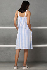 The Odelia Dress - White Blue Stripe - Yellwithus.com