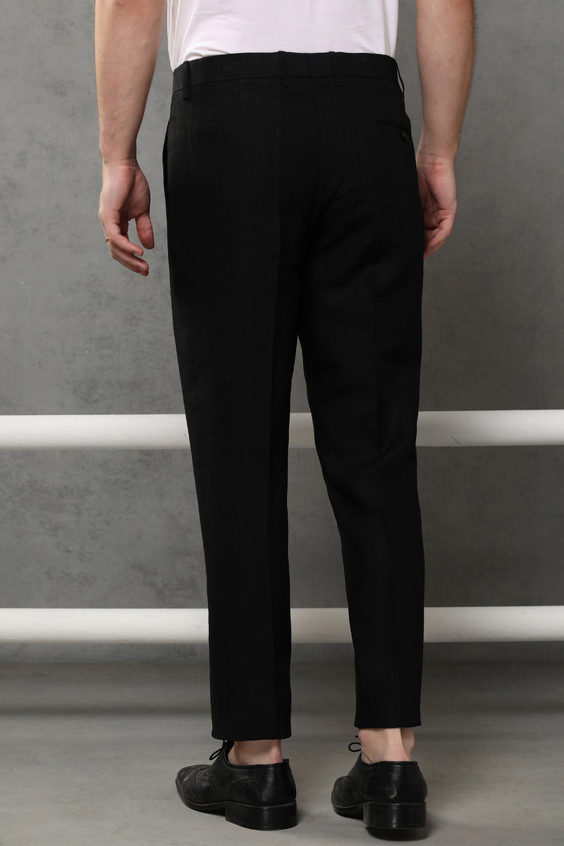 The Abelino Men's Black Linen Trousers - Yellwithus.com