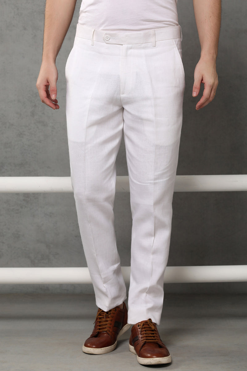 Naomi Genes White Wide Leg Linen Look Trousers  In The Style