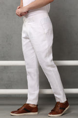 The Abelino Mens White Linen Trousers - Yellwithus.com
