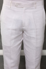 The Abelino Mens White Linen Trousers - Yellwithus.com