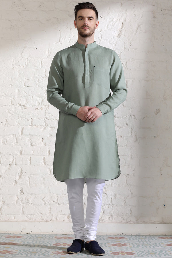The Mint Leisure Green Designer Kurta for Man - Yellwithus.com