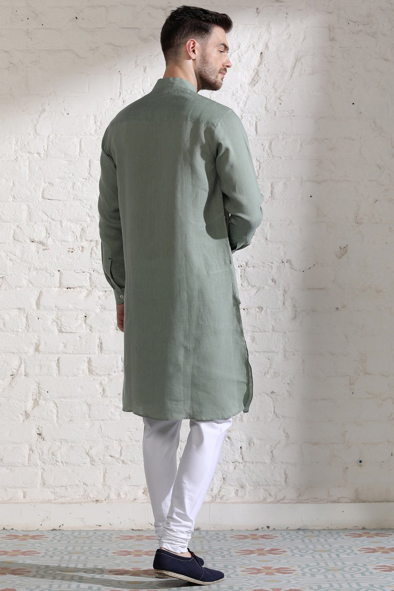 The Mint Leisure Green Designer Kurta for Man - Yellwithus.com