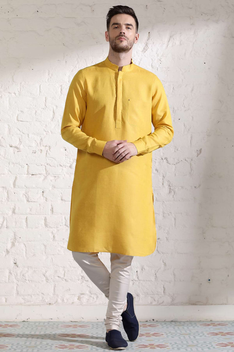 The Mustard Leisure Dandelion Linen Kurta