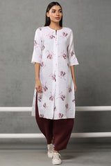 The Parisa White Rose Print Kurti - Yellwithus.com