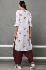 The Parisa White Rose Print Kurti - Yellwithus.com