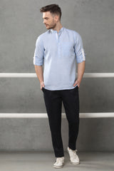 Shiny Short Kurta-Yellwithus.comShiny Short Light Blue Kurta for Men - Yellwithus.com