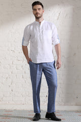 Shiny White Short Kurta for Men -Yellwithus.com