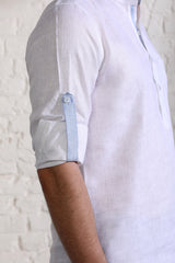 Shiny White Short Kurta for Men -Yellwithus.com