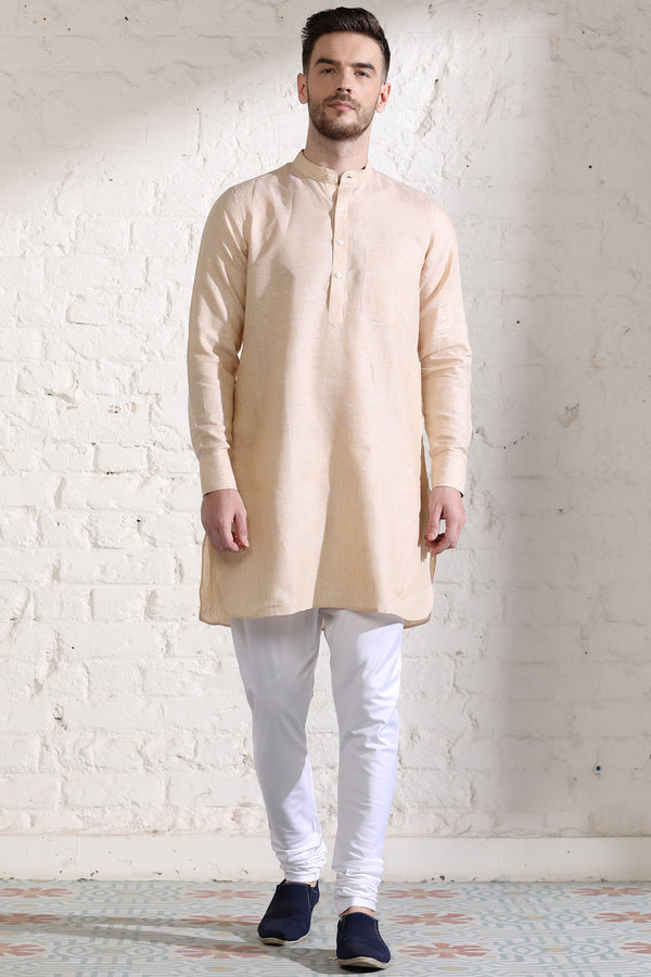 Handsome High Cream White Full Sleeve Kurta-Yellwithus.com