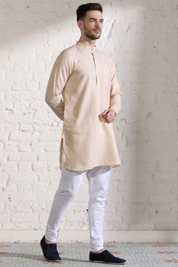 Handsome High Cream White Full Sleeve Kurta-Yellwithus.com