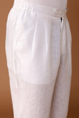 Mens White Lazy Leg Pyjamas with Button Flap and Side Pockets - Yellwithus.com