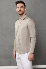 Linen Shirt for Men - Extended Collar & Natural Color - Yellwithus.com
