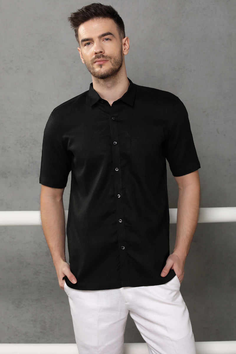 Classic Short Sleeve Shirt - Jet Black Color | Yellwithus.com