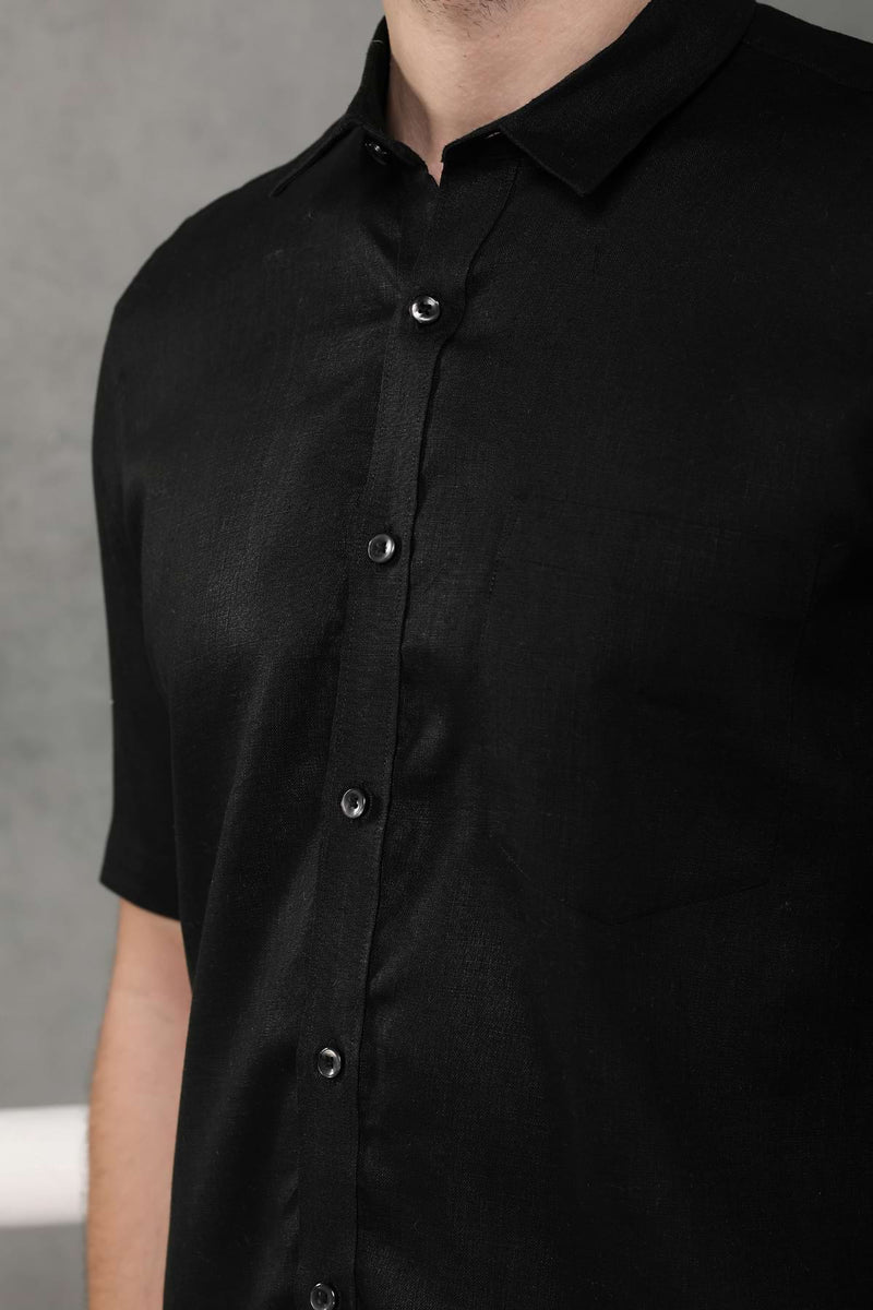 The Zalias Jet Black Linen Shirt