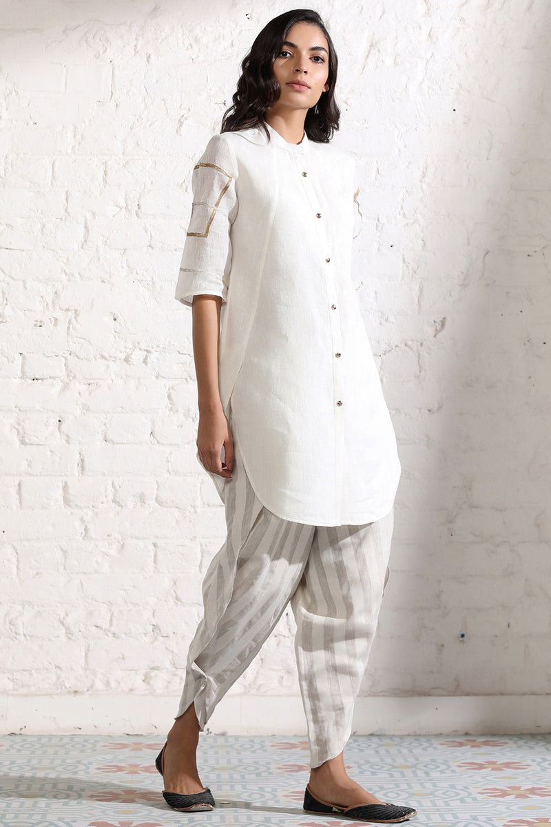 The Vyasa White Gauze Linen Shirt-Yellwithus.com