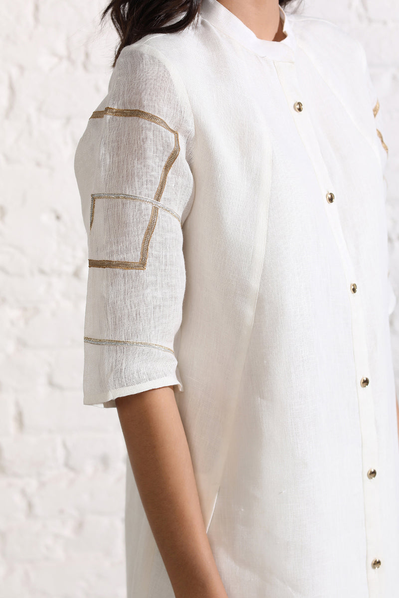 The Vyasa White Gauze Linen Shirt-Yellwithus.com