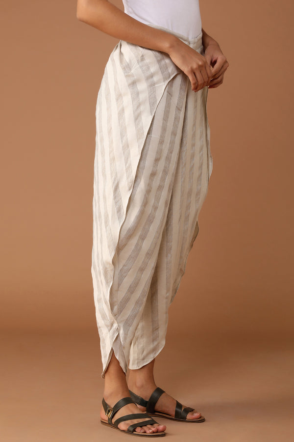 The Division Tulip Pants Natural White Gauze Stripe - Yellwithus.com