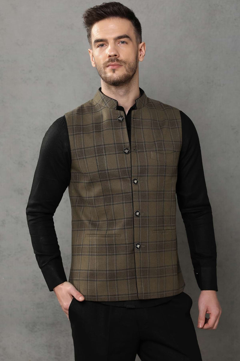 The Oh So Hot Dark Green Linen Nehru Jacket