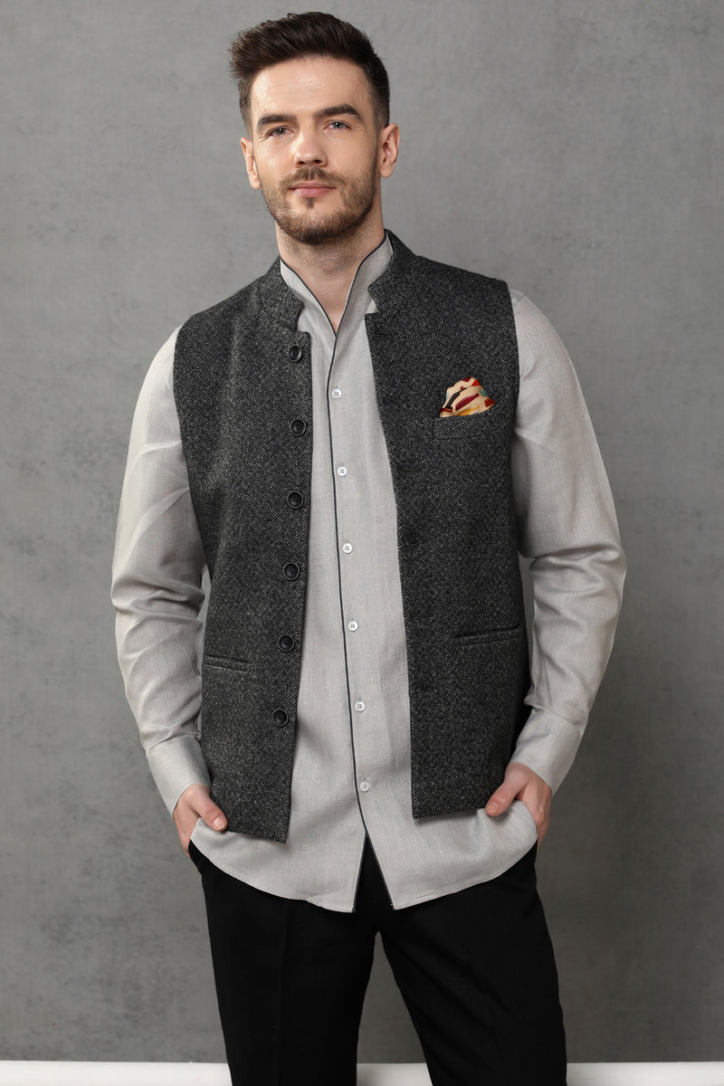 The Sombre Affair Nehru Jacket-Yellwithus.com